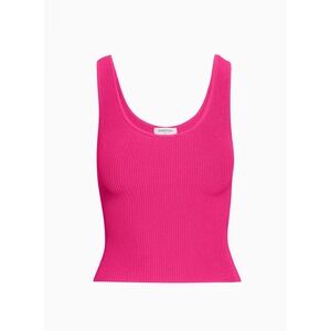 Babaton Sculpt Knit Tank Top Ribbed Square Neck XL Pink